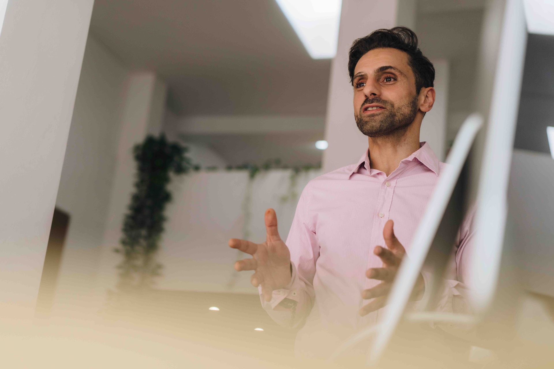 A leader speaking with conviction, persuading and motivating action